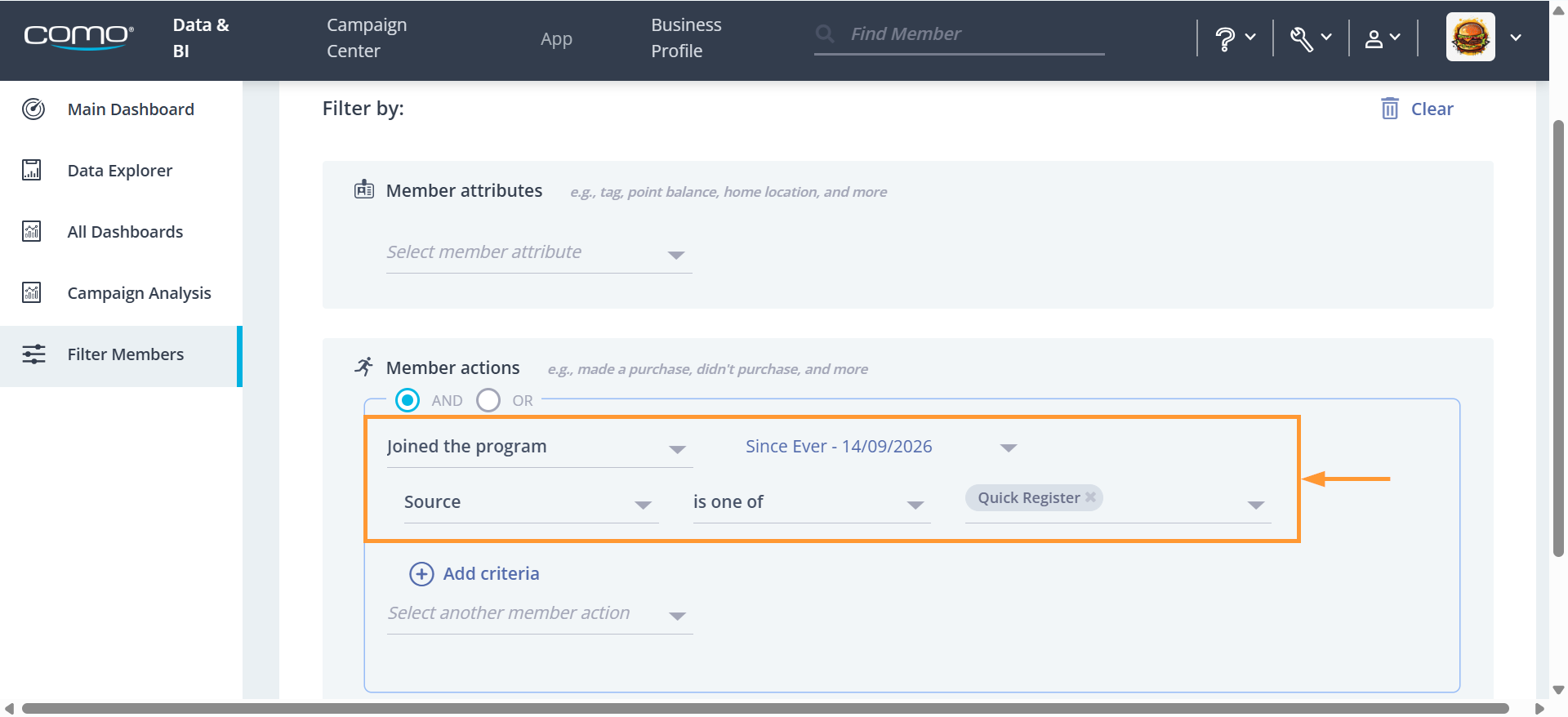 Filtering Members Joined via Quick Register.png